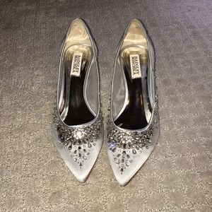 Badgley Mischka Onyx Crystal Mesh Pumps